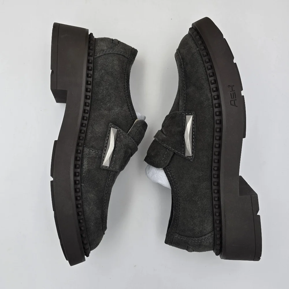 NIB Ash Medusa Suede Studded Platform Loafers, Bistro, EU 35/US 5, with dust bag - Picture 13 of 16